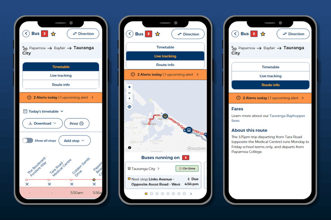 baybus on mobile showing live tracking