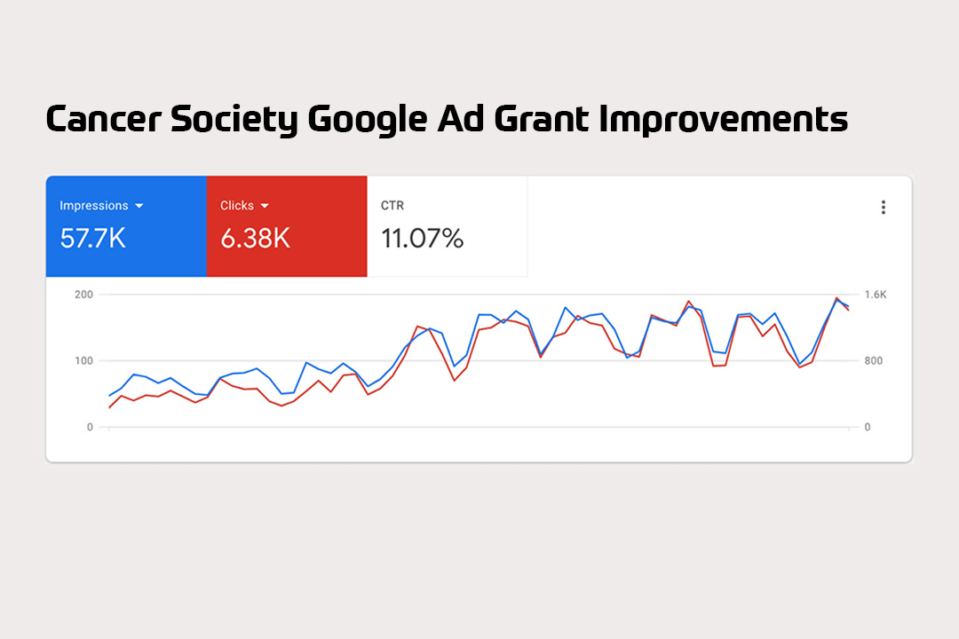 line graph showing cancer society google ads grant improvements