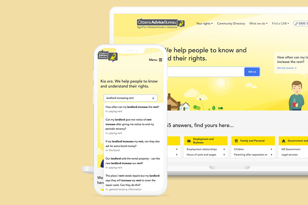 citizens advice bureau search bar on mobile and laptop