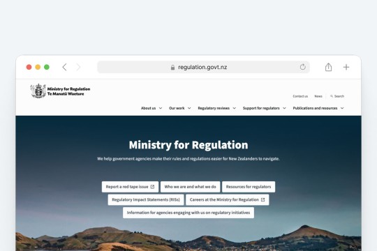 Ministry for Regulation website