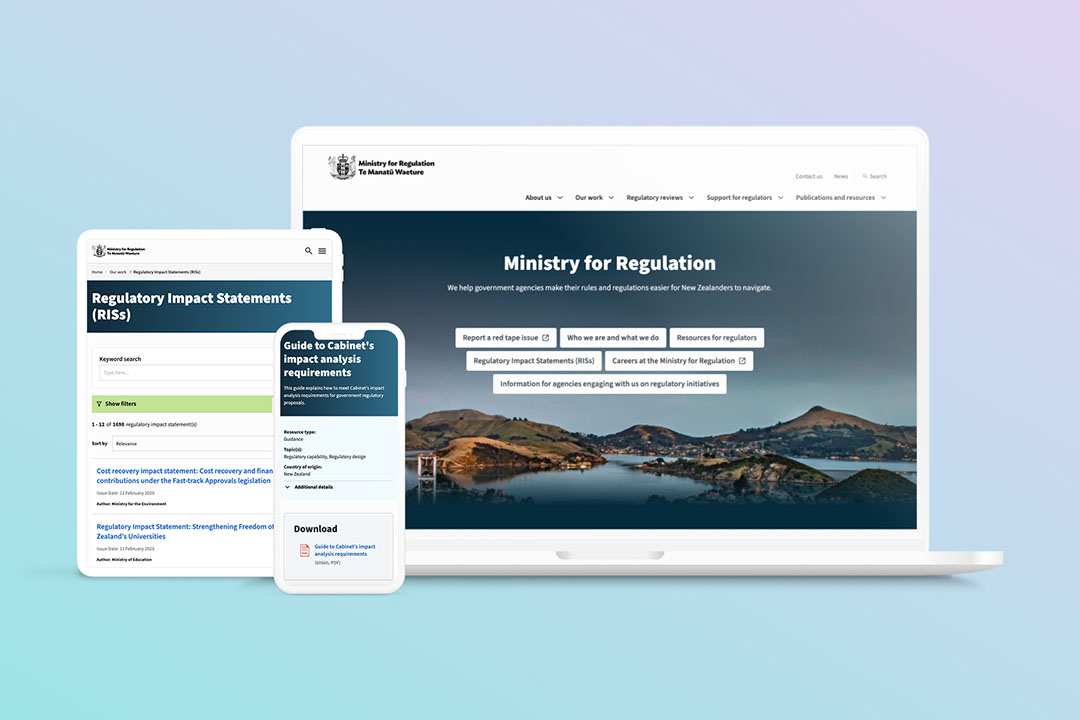 mockups showing responsiveness of ministry for regulation website 